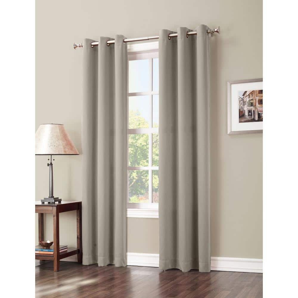 Sun Zero Stone Woven Thermal Blackout Curtain 40 In W X 63 L 44026 The