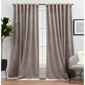 Velvet Taupe Solid Light Filtering Hidden Tab / Rod Pocket Curtain, 52 in. W x 96 in. L (Set of 2)