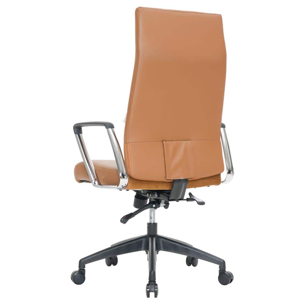 Hilton High-Back Swivel Leather Office Chair in Light Brown