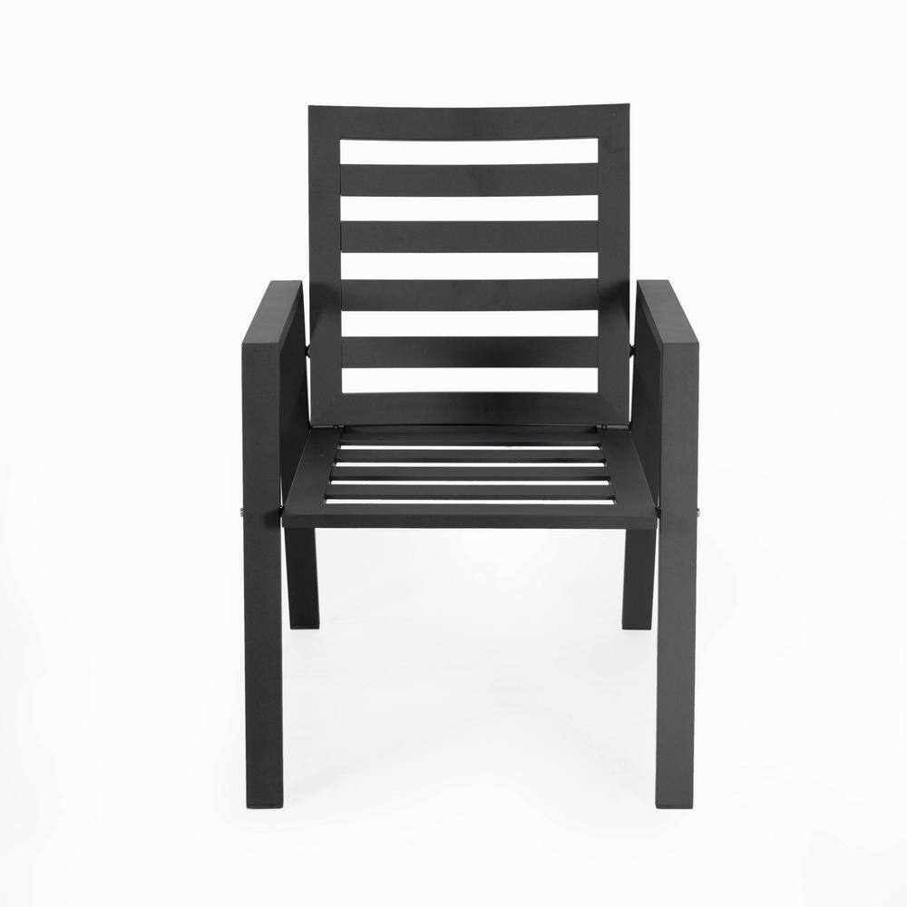 Chelsea Black Aluminum Patio Dining Chair with Red Cushions