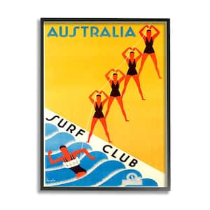 "Retro Pop Australian Surf Club Advertisement Yellow Blue" by Marcus Jules Framed Nature Wall Art Print 24 in. x 30 in.