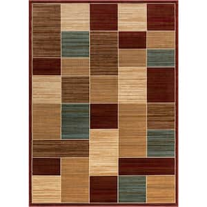 Barclay Eslem Modern Geometric Boxes Red 5 ft. 3 in. x 7 ft. 3 in. Area Rug