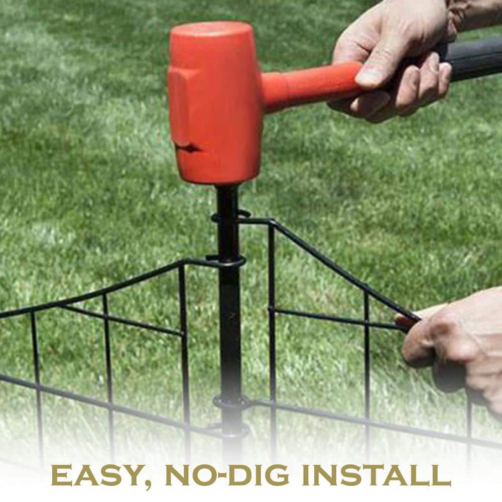 39in Black Metal No Dig Temporary Garden Fence Panels