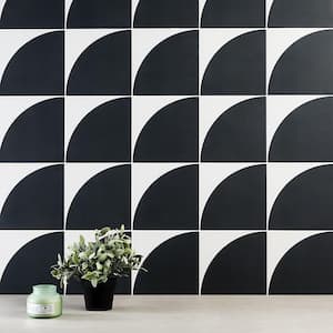 Tori Crescent Charcoal Black 4 in. x 0.47 in. Matte Porcelain Tile Sample