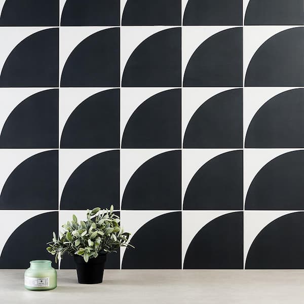 Tori Crescent Charcoal Black 8 in. x 8 in. Matte Porcelain Floor and Wall Tile (26-Pieces / 11.19 sq. ft. / Case)