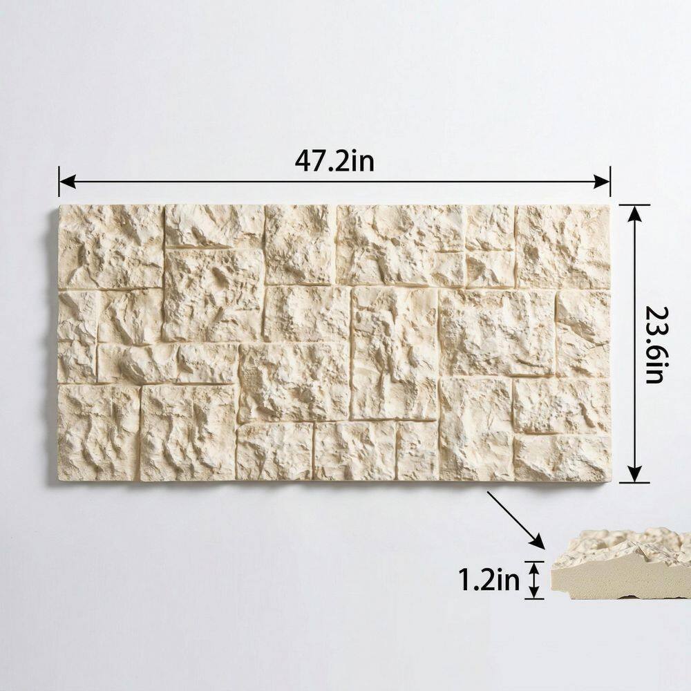 1.18 in. T x 2 ft. x 4 ft.Antique White 3D Faux Stone Texture Polyurethane Decorative Wall Paneling Fire Rated (24-Pack) price history on PriceWatchPro