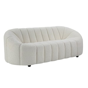 Amelia 84 in. Armless Polyester Rectangle Sofa in White