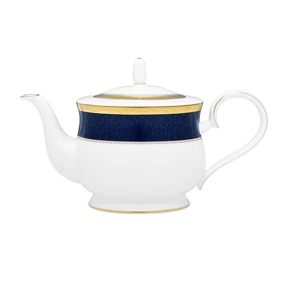 Noritake Odessa Cobalt Gold 43 Fl Oz Gold Bone China Tea Pot 4923 427 The Home Depot 5707