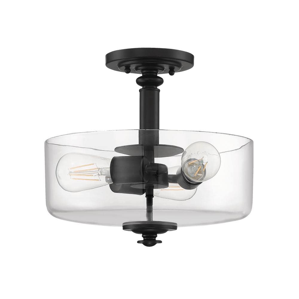 Dardyn 13 in. 3-Light Flat Black Finish Transitional Convertible Semi Flush Mount Ceiling Light w/Clear Glass price history on PriceWatchPro
