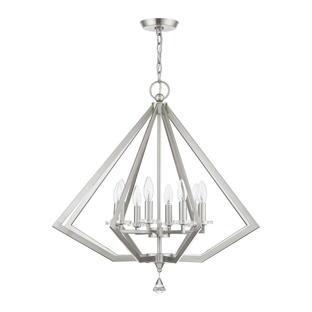 Brushed Nickel and Crystal 8-Light Candle Chandelier