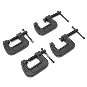 Heavy-Duty Cast Iron C-Clamps with 1 in. Jaw Opening and 0.8 in. Throat Set (4-Pack)