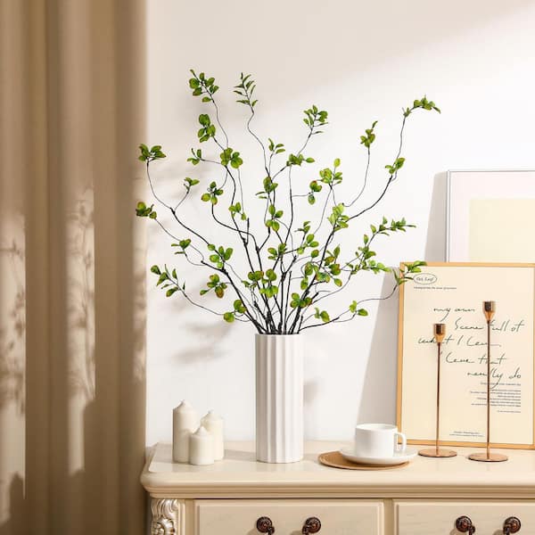 24" Ficus Spray Artificial Greenery Branch | Silk Faux Plant Filler For Home Floral Decor