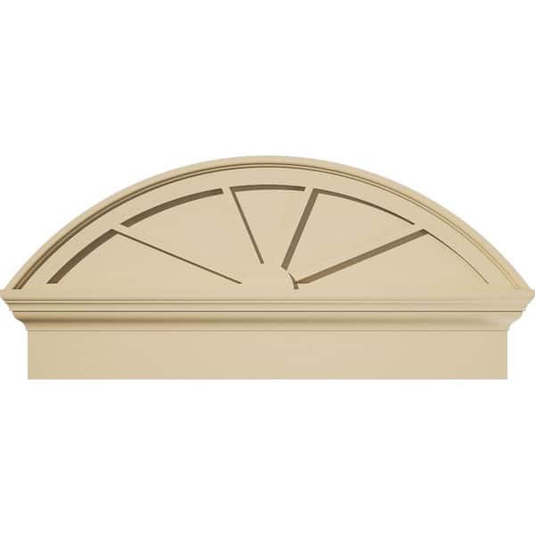Ekena Millwork 32 in. W x 14-7/8 in. H x 2-3/4 in. P Segment Arch 4 Spoke Signature Urethane Combination Pediment, Primed Tan
