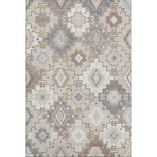 Mayfield Premium Machine Washable Abstract AMF2123 Ivory 10 ft. x 14 ft. Area Rug