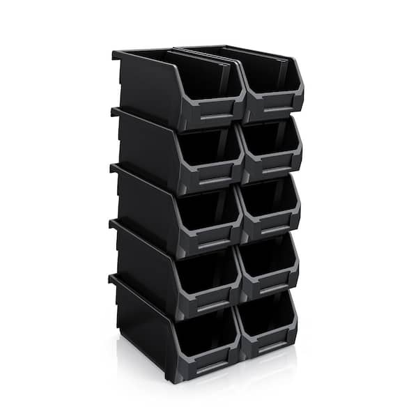 Sorbus Open Front Stackable Clothing Storage Bin – Closet Organizer - Medium, Set of 10, Black