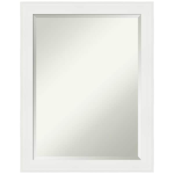 Amanti Art Medium Rectangle Matte White Beveled Glass Modern Mirror (27.5 in. H x 21.5 in. W)