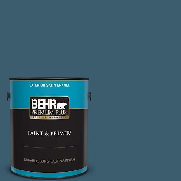 BEHR PREMIUM PLUS 1 gal. #550F-7 Blue Spell Satin Enamel Exterior Paint & Primer