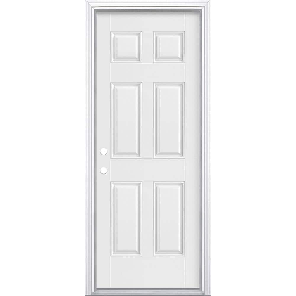 Masonite 30 in. x 80 in. 6-Panel Right-Hand/Inswing Primed White Smooth ...