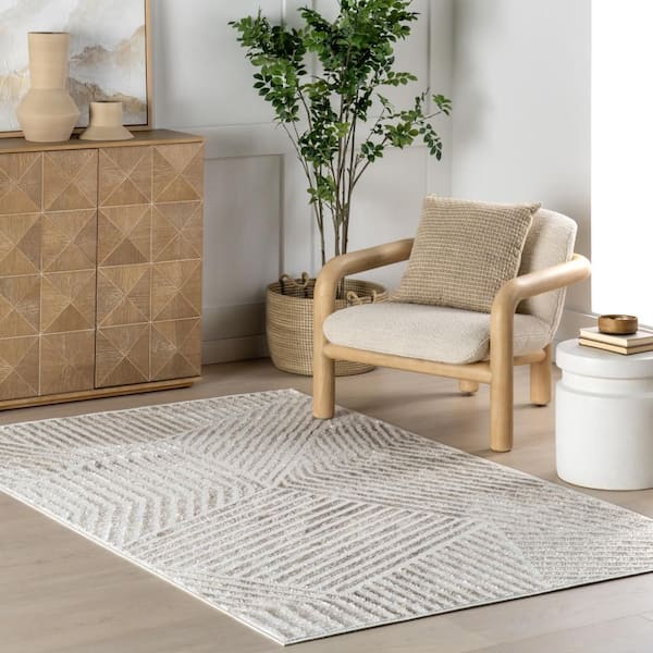 Faya Geometric Beige 8 ft. x 10 ft. Indoor Area Rug