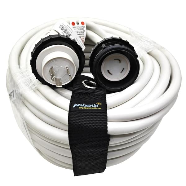 parkworld 100 ft. 10/3 30 Amp 125-Volt Twist Lock NEMA L5-30 RV/Maine Shore Power Cordsets, Outdoor Boat Extension Cord, White