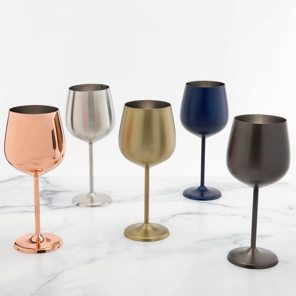 18 oz Copper Stainless Steel Wine Glass Set of 4