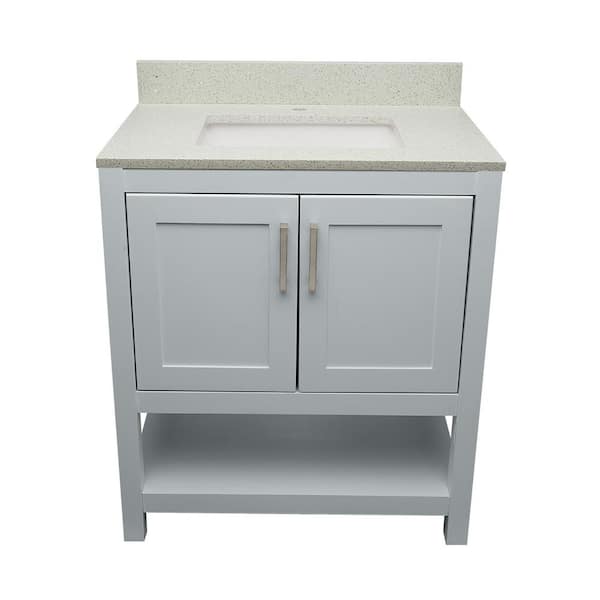 Ella Taos 31 in. W x 22 in. D x 36 in. H Single Sink Bath Vanity in Grey with Galaxy white Quartz Top single hole