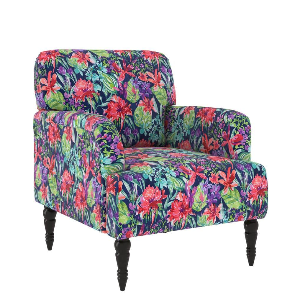 Handy Living Matrosova Multi Navy Blue Botanical Floral Print Fabric   Multi Navy Blue Botanical Floral Print Handy Living Accent Chairs A192521 64 1000 