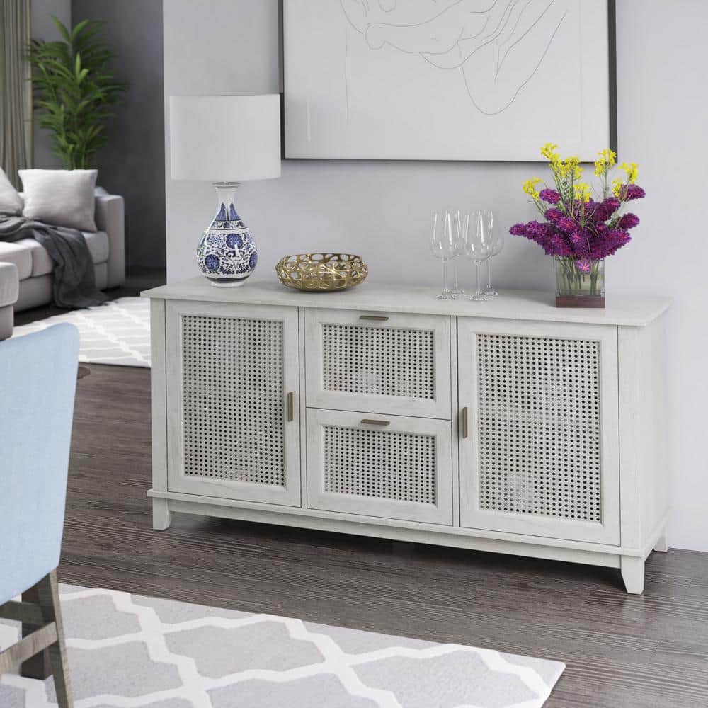 Fairfax Oak Cane Weave Hinged Door Sideboard