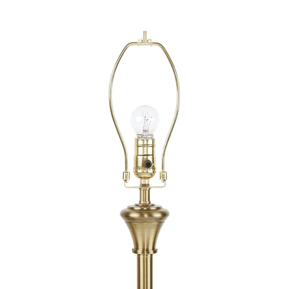 Antique Brass Adjustable Floor Lamp with White Empire Shade