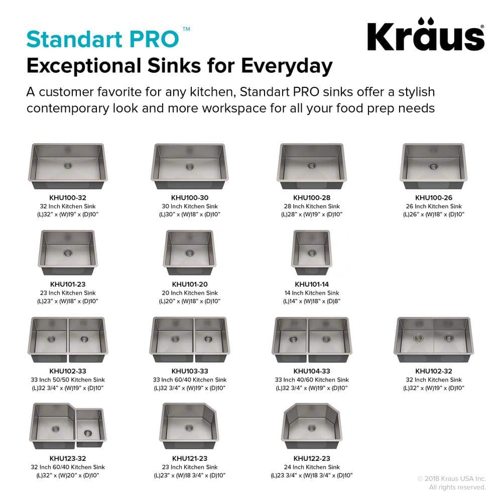 Kraus 33-Inch Satin Stainless Steel Double Bowl Undermount Kitchen Sink