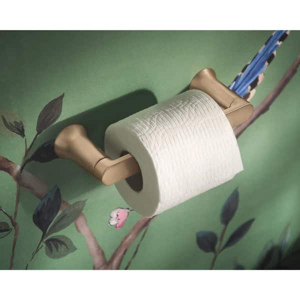 Moen Lindor Matte Black Wall Mount Pivot Toilet Paper Holder in