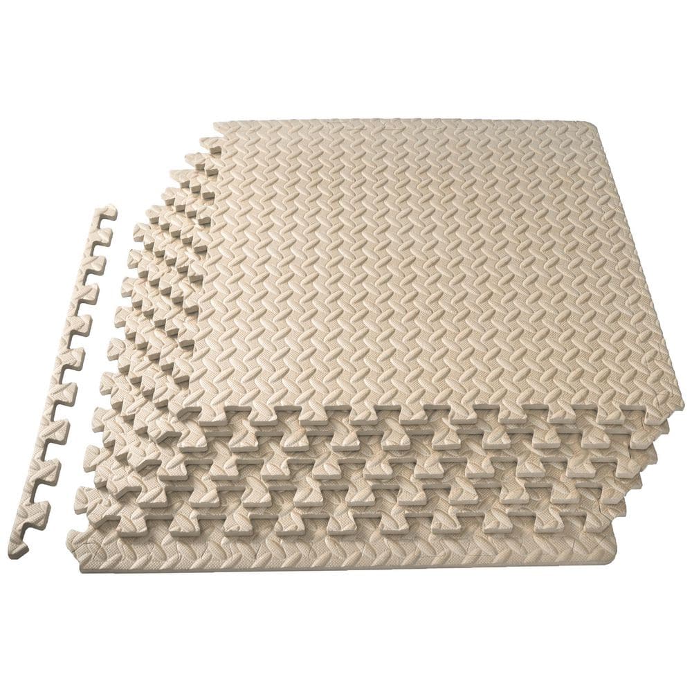 ProsourceFit Exercise Puzzle Mat 1/2-In, 24 Sq ft Beige