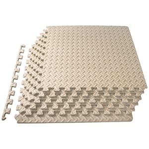 Exercise Puzzle Mat Beige 24 in. x 24 in. x 0.5 in. EVA Foam Interlocking Anti-Fatigue Tile Mat (24 sq. ft.) (6-Pack)
