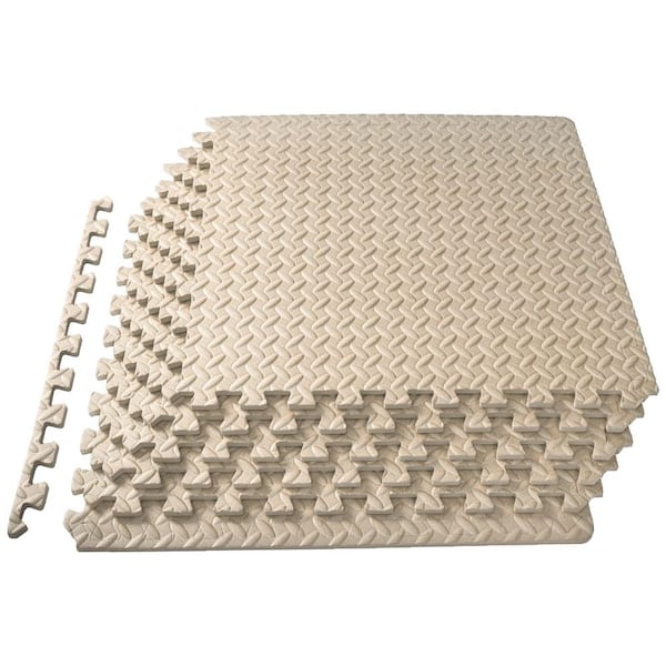 PROSOURCEFIT Exercise Puzzle Mat Beige 24 in. x 24 in. x 0.5 in. EVA Foam  Interlocking Anti-Fatigue Tile Mat (24 sq. ft.) (6-Pack) ps-2289-pzzl-cream  - The Home Depot