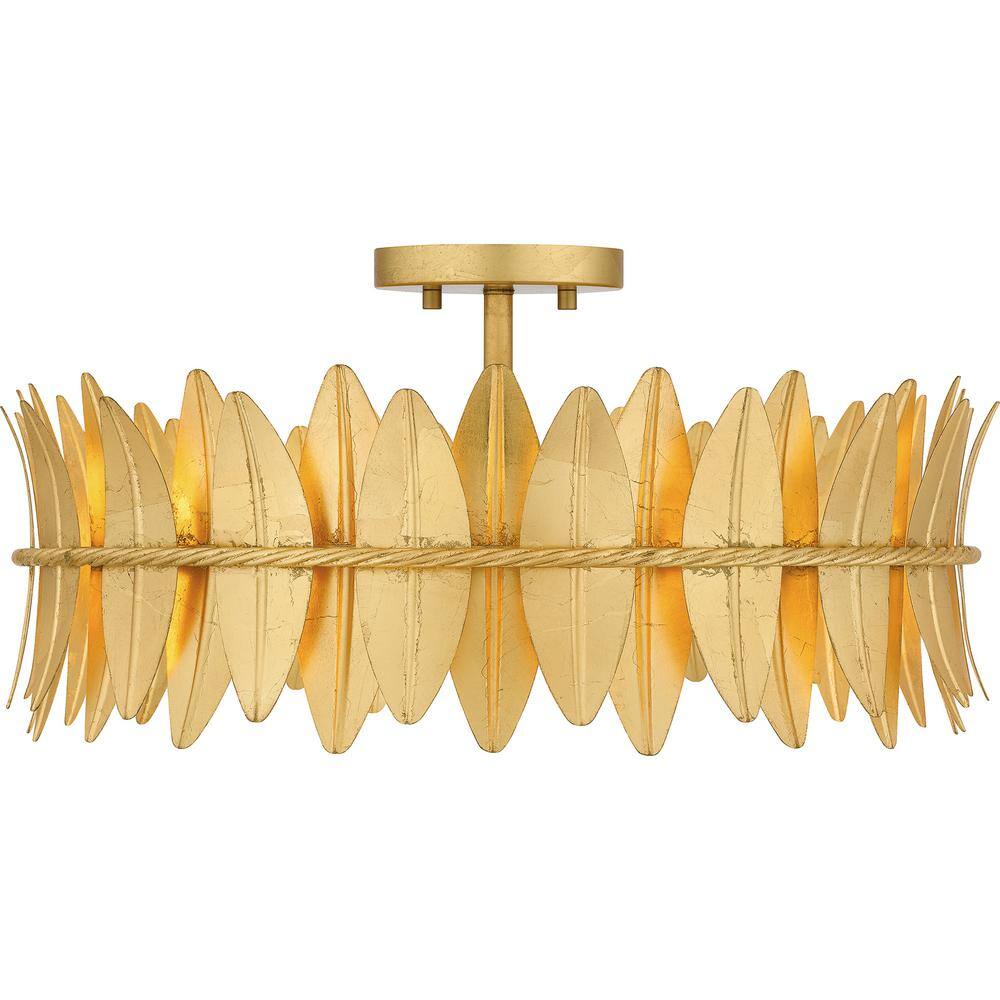 Liza Gold Leaf Modern Semi-Flush Mount Ceiling Light
