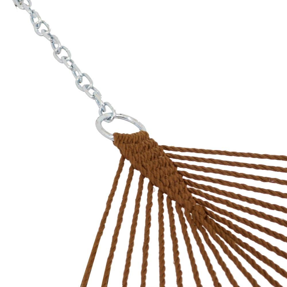 Sunnydaze Brown Double Polyester Rope Hammock with Pillow