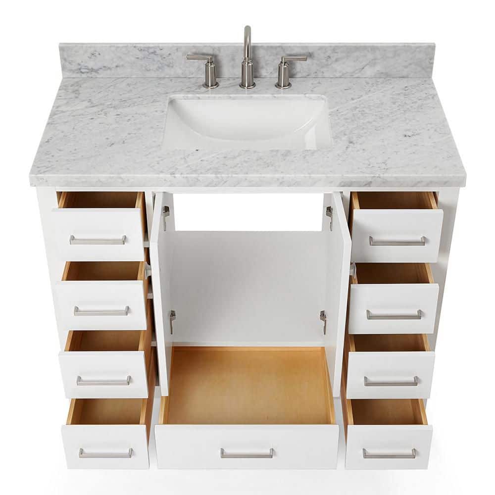 Cambridge 43" White Marble Single Basin Vanity Set