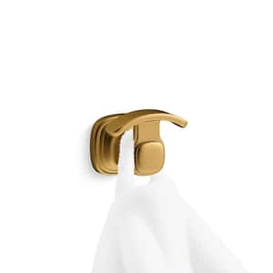 Numista Wall Mount Robe Hook in Vibrant Brushed Moderne Brass