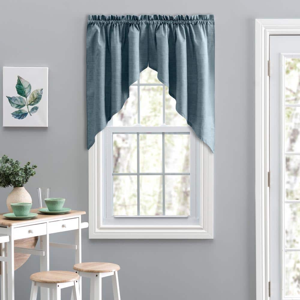 Ellis Curtain Lisa Solid 36 in. L Polyester/Cotton Tailored Swag Valance in  Dusty Blue 717547035173 - The Home Depot, image size:1000x1000