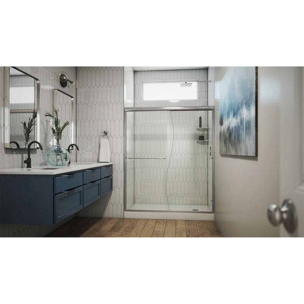 Alliance Pro 60 in. Brushed Nickel Semi-Frameless Sliding Shower Door with Clear Glass