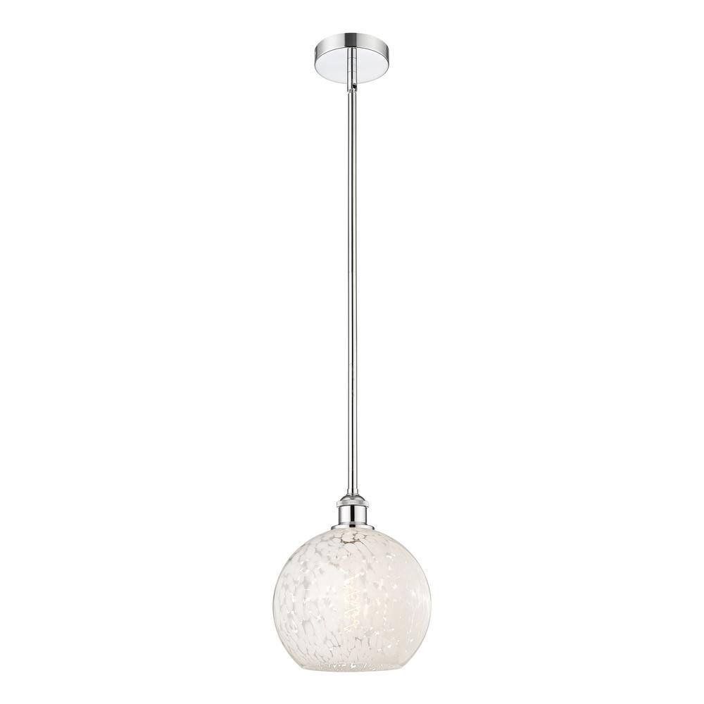 White Mouchette 100-Watt 1-Light Polished Chrome Standard Mini Pendant Light with Painted Glass Shade, No Bulbs Included price history on PriceWatchPro