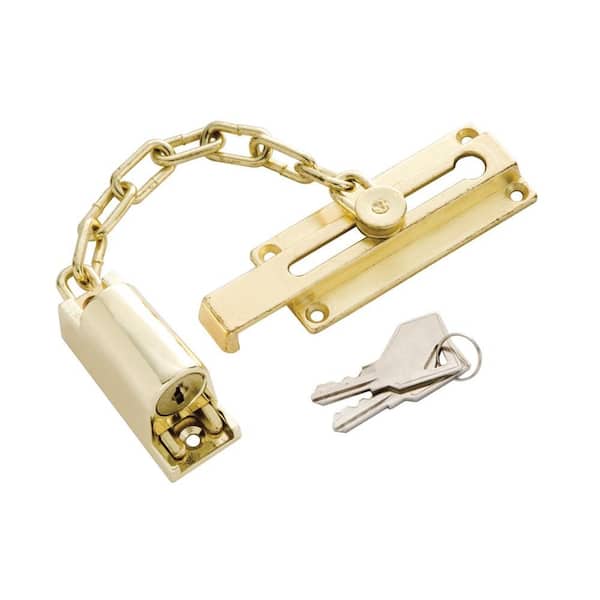 First Watch Security Polished Brass Keyed Chain Door Guard