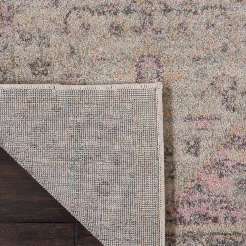 Handmade Vintage Kashan Ivory/Pink Easy-Care Rectangular Rug