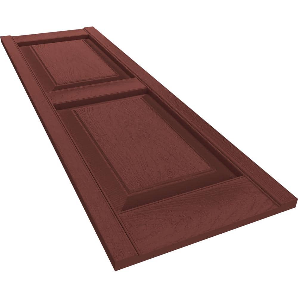 Burgundy Red Raised Panel Vinyl Decorative Shutters, 14.75" x 31"