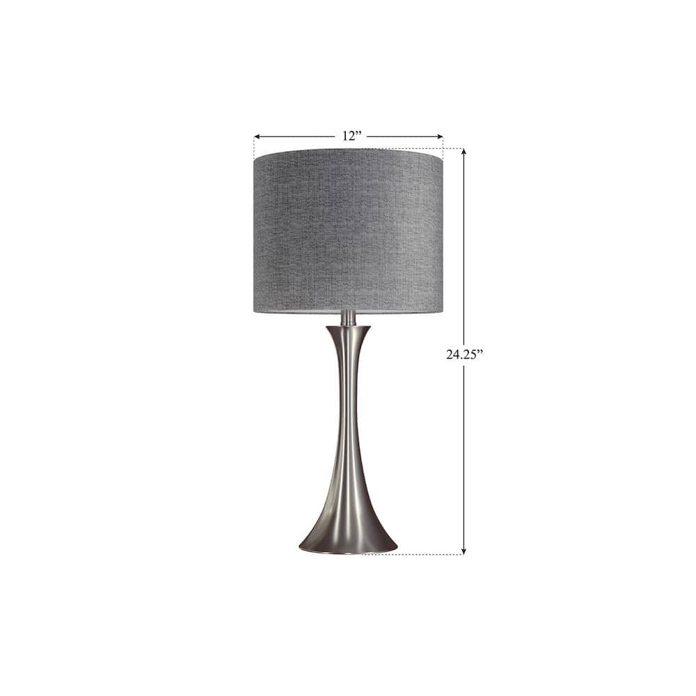 24" Black and Nickel Metal Candlestick Table Lamps Set of 2