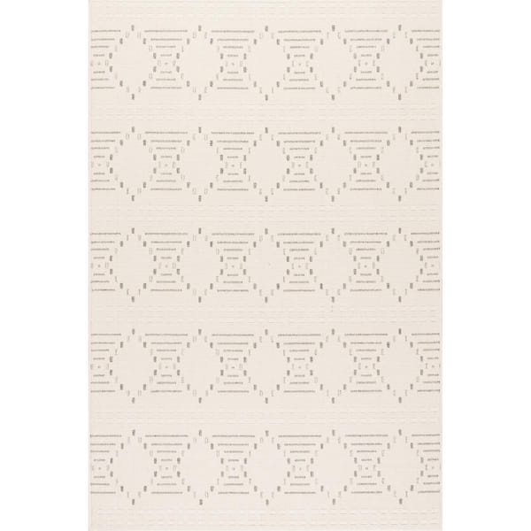 Yareli Hourglass Diamond Cream 9 ft. x 12 ft. Outdoor Area Rug