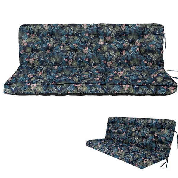 63 x 40 in Outdoor Swing Cushions, Porch Swing Cushion Replacement with Backrest, Waterproof Swing Cushion Hummingbird