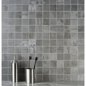 Angela Harris Metallic Light Gray 11.81 in. x 11.81 in. Matte Porcelain Floor and Wall Mosaic Tile (0.96 Sq. Ft. / Each)