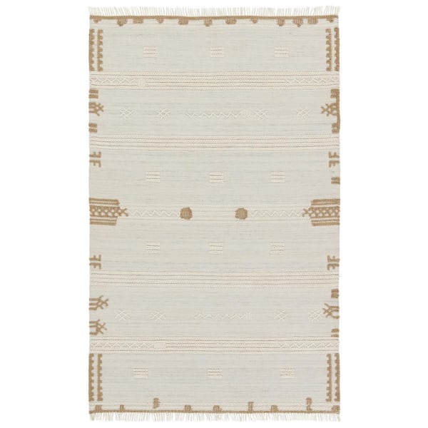 Noble Ivory/Brown 2 ft. x 3 ft. Tribal PET Indoor/Outdoor Area Rug