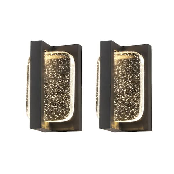 Jushua 1-Light Matte Black not Motion Sensing LED Outdoor HardWired Wall Lantern Sconce, No Bulbs Included (2-Pack)